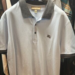 Burberry Sky Blue Polo with Charcoal Accents